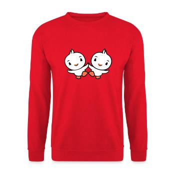 2 Canards Amis Heureux Mignon Mignon Amical - Sweat-shirt Unisexe - rouge - Devant - Alina (178cm) & Michal (187cm)