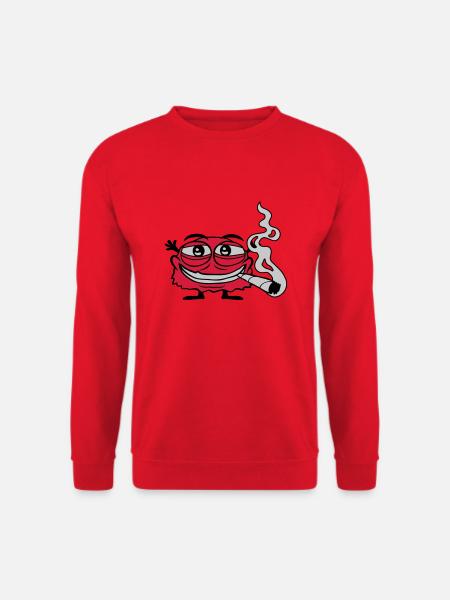 Weed smoking funny monster - Unisex Sweatshirt - red