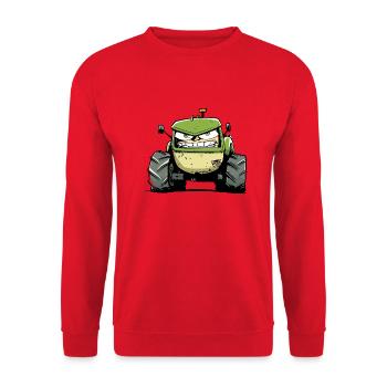 Angry Tractor No. 4 - Unisex Sweatshirt - red - Front - Alina (178cm) & Michal (187cm)