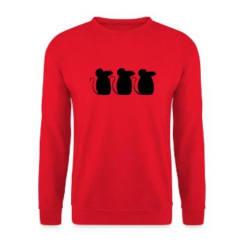 3 Mäuse Team Drei Freunde Party Crew Silhouette - Unisex Pullover - Rot - Vorne - Alina (178cm) & Michal (187cm)
