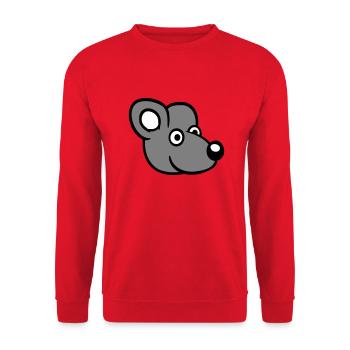 Maus Mäuschen Süße Kleine Ratte Nager Lustig Comic - Unisex Pullover - Rot - Vorne - Alina (178cm) & Michal (187cm)
