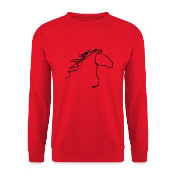 Pferdekopf oneline - Unisex Pullover - Rot - Vorne - Alina (178cm) & Michal (187cm)