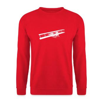 Historisches Motorflugzeug von 1905 - Unisex Pullover - Rot - Vorne - Alina (178cm) & Michal (187cm)