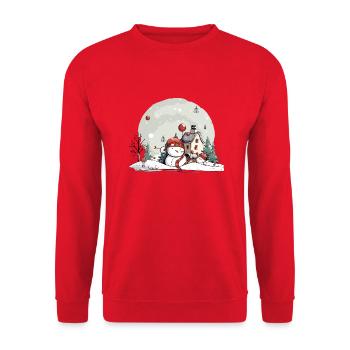 Paysage de Noël - Sweat-shirt Unisexe - rouge - Devant - Alina (178cm) & Michal (187cm)