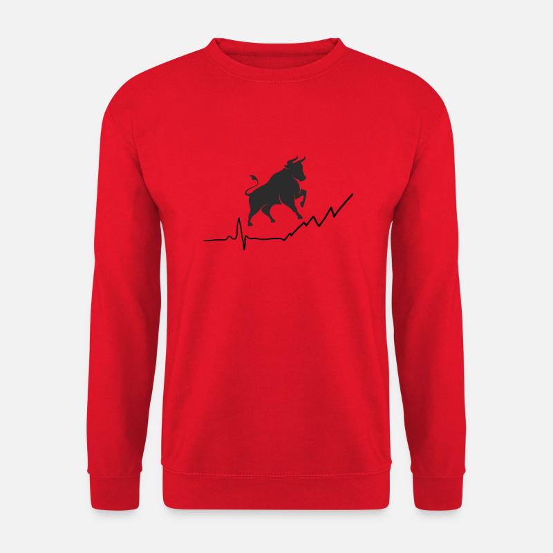 Börsenbulle im Leben - Unisex Pullover - Rot