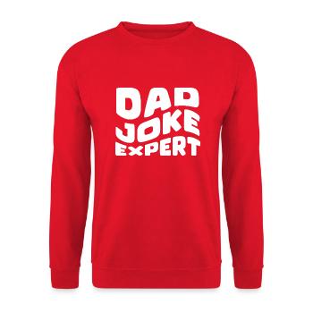 DAD JOKE EXPERT - Unisex Sweatshirt - red - Front - Alina (178cm) & Michal (187cm)