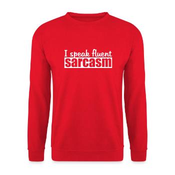 I speak fluent sarcasm Logo - Unisex Sweatshirt - red - Front - Alina (178cm) & Michal (187cm)