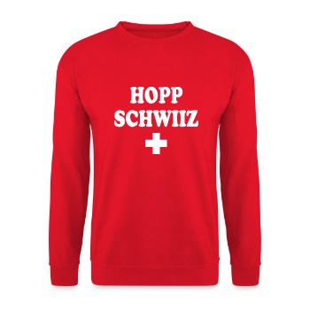 Hopp schwiiz - Sweat-shirt Unisexe - rouge - Devant - Alina (178cm) & Michal (187cm)
