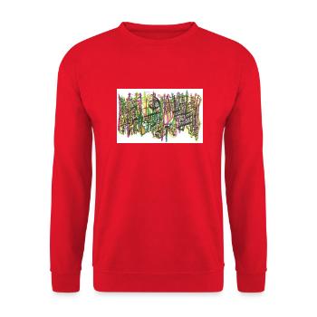 240725 05 - Unisex Pullover - Rot - Vorne - Alina (178cm) & Michal (187cm)