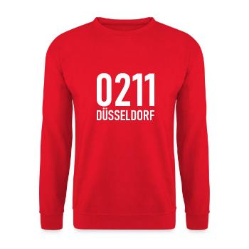 0211 Vorwahl Düsseldorf NRW Rhein - Unisex Pullover - Rot - Vorne - Alina (178cm) & Michal (187cm)