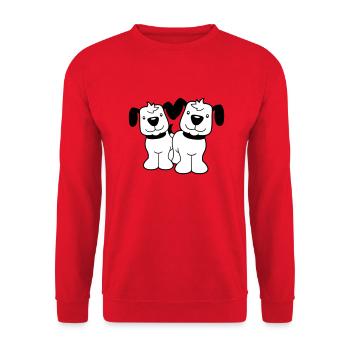 2 dogs team stand two friends crew happy - Unisex Sweatshirt - red - Front - Alina (178cm) & Michal (187cm)