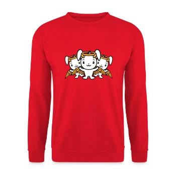 3 Bunnies Angel Wings Halo Sky Team - Unisex Sweatshirt - red - Front - Alina (178cm) & Michal (187cm)