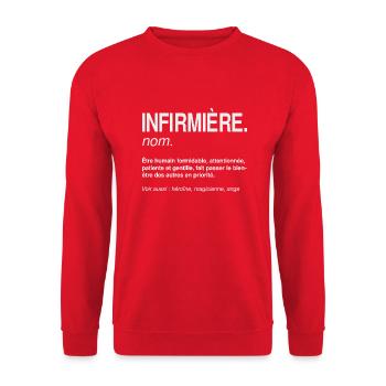Infirmière Définition Héroïne du Quotidien - Sweat-shirt Unisexe - rouge - Devant - Alina (178cm) & Michal (187cm)