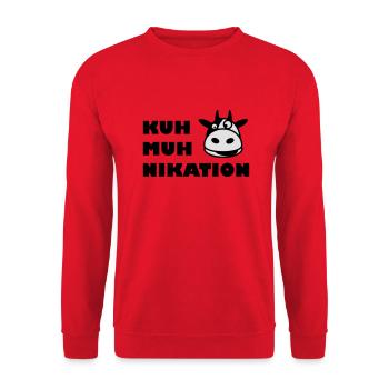 Kommunikation Kuh - Unisex Pullover - Rot - Vorne - Alina (178cm) & Michal (187cm)