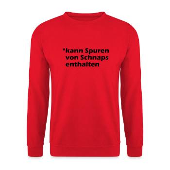 Kann Spuren von Schnaps enthalten - Unisex Pullover - Rot - Vorne - Alina (178cm) & Michal (187cm)