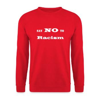 Say no to Racism - Unisex Sweatshirt - red - Front - Alina (178cm) & Michal (187cm)