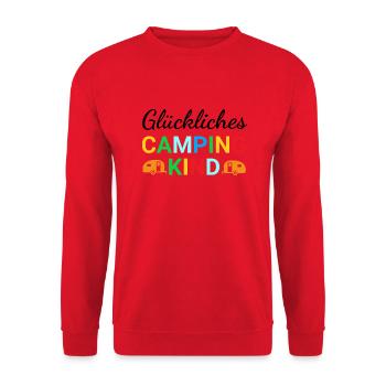 Glückliches Camping Kind - Unisex Pullover - Rot - Vorne - Alina (178cm) & Michal (187cm)