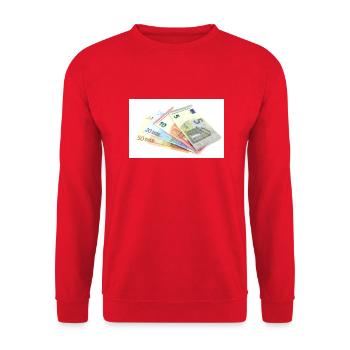 Money. Euro banknotes - Unisex Sweatshirt - red - Front - Alina (178cm) & Michal (187cm)