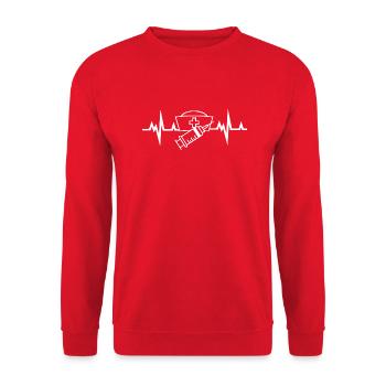 Nurse Krankenschwester Corona - Unisex Sweatshirt - red - Front - Alina (178cm) & Michal (187cm)