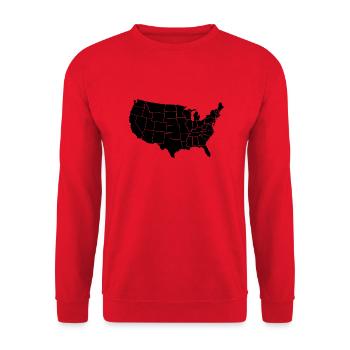 United States Of Amrica Black Patchwork Map - Unisex Sweatshirt - red - Front - Alina (178cm) & Michal (187cm)