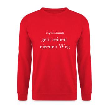 Eigensinnig Wortspiel Euphemismus - Unisex Pullover - Rot - Vorne - Alina (178cm) & Michal (187cm)