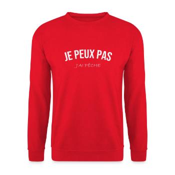 Fischer T-Shirt - I Can't I Have Angeln - Unisex Pullover - Rot - Vorne - Alina (178cm) & Michal (187cm)