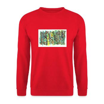 240719 01 - Unisex Pullover - Rot - Vorne - Alina (178cm) & Michal (187cm)