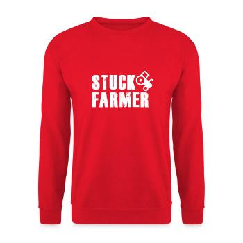 STUCK FARMER WHITE - Unisex Sweatshirt - red - Front - Alina (178cm) & Michal (187cm)