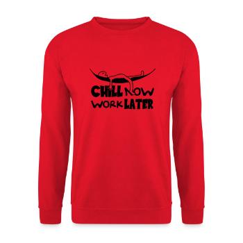 Chill now work later hängematte schlafen - Unisex Pullover - Rot - Vorne - Alina (178cm) & Michal (187cm)