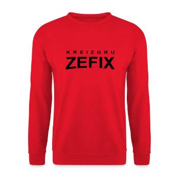 Kreizgruzefix Bayrischer Fluch Zefix - Unisex Pullover - Rot - Vorne - Alina (178cm) & Michal (187cm)