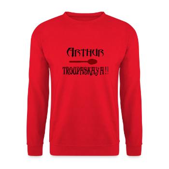 Arthur, Cuillère, TROUPASKAï A - Sweat-shirt Unisexe - rouge - Devant - Alina (178cm) & Michal (187cm)