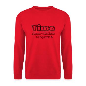 Timo - der Mann, der Mythos, die Legende - Unisex Pullover - Rot - Vorne - Alina (178cm) & Michal (187cm)