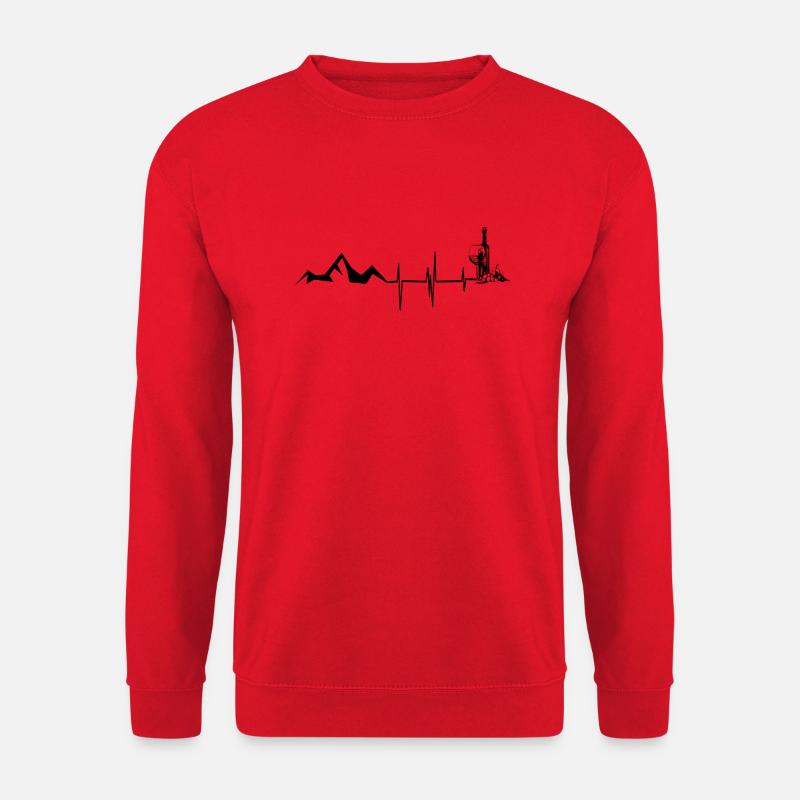 Herzschlag - Wein - Berg - (4) - Unisex Pullover - Rot