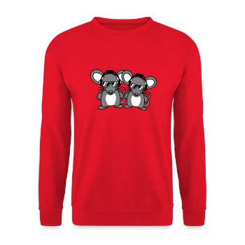 2 Mäuse Sonnenbrille Kopfhörer Party Musik hören - Unisex Pullover - Rot - Vorne - Alina (178cm) & Michal (187cm)