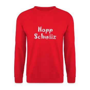 Hopp Schwiiz - Switzerland - Schweiz - Suisse - Unisex Sweatshirt - red - Front - Alina (178cm) & Michal (187cm)