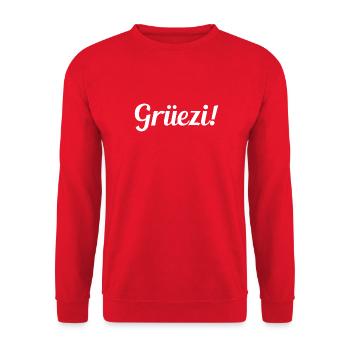 Grüezi - Schweiz - Switzerland - Swiss - Suisse - Sweat-shirt Unisexe - rouge - Devant - Alina (178cm) & Michal (187cm)