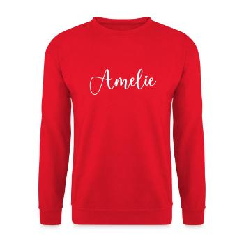 amelie name - Unisex Pullover - Rot - Vorne - Alina (178cm) & Michal (187cm)