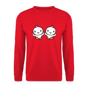 2 Vögel böse Mittelfinger zeigen Bad Boys rennen - Unisex Pullover - Rot - Vorne - Alina (178cm) & Michal (187cm)
