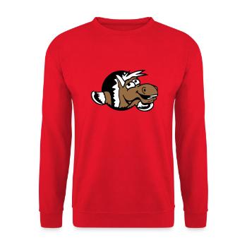 Cheval Drôle Fou Trou Rire Bande dessinée Équitation Fun - Sweat-shirt Unisexe - rouge - Devant - Alina (178cm) & Michal (187cm)
