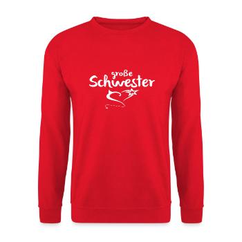 große Schwester - Unisex Pullover - Rot - Vorne - Alina (178cm) & Michal (187cm)