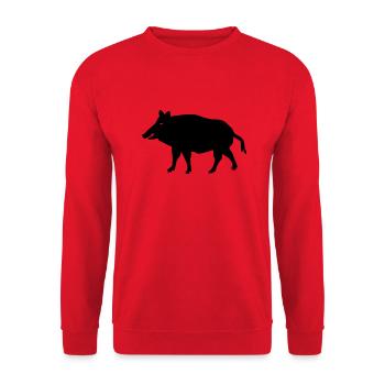 Wildschwein Schwein Tier sau eber wild wald tier - Unisex Pullover - Rot - Vorne - Alina (178cm) & Michal (187cm)