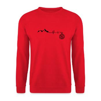 Heartbeat - Compass - Mountain - (6) - Unisex Sweatshirt - red - Front - Alina (178cm) & Michal (187cm)