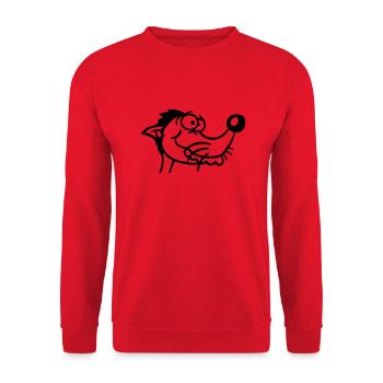 Hund Guckt Dumm Kerl Lustig Blöd Verrückt Komisch - Unisex Pullover - Rot - Vorne - Alina (178cm) & Michal (187cm)