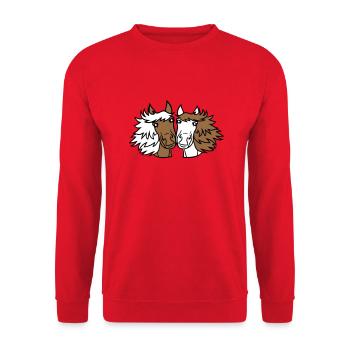 2 Pferde Team Pony Fohlen Pärchen Verliebt Freunde - Unisex Pullover - Rot - Vorne - Alina (178cm) & Michal (187cm)
