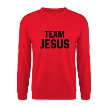 Team Jesus - Unisex Sweatshirt - red - Front - Alina (178cm) & Michal (187cm)