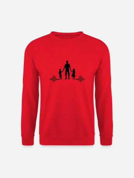 Herzschlag 2 Kinder Papa - Unisex Pullover - Rot