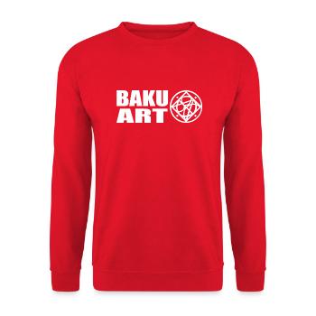 Logo White - Unisex Pullover - Rot - Vorne - Alina (178cm) & Michal (187cm)