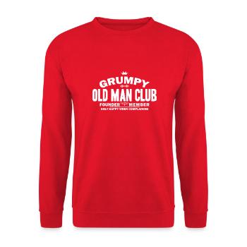 Grumpy Old Man Club - Only Happy When Complaining - Unisex Pullover - Rot - Vorne - Alina (178cm) & Michal (187cm)