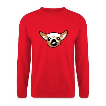 Chihuahua Kleiner Hund Böse Knirschen Nervig Wut - Unisex Pullover - Rot - Vorne - Alina (178cm) & Michal (187cm)