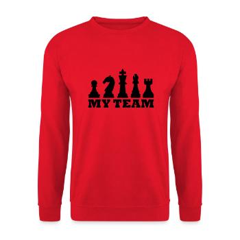 My Team (chess) - Unisex Sweatshirt - red - Front - Alina (178cm) & Michal (187cm)
